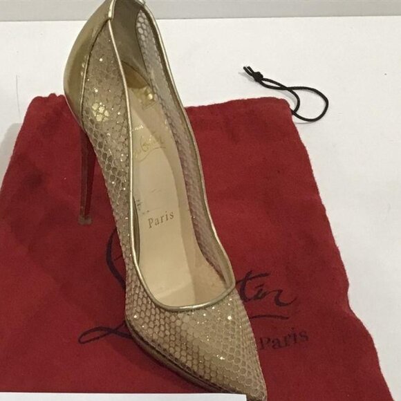 Christian Louboutin “Follies” Gold Point-Toe Pumps – EU 37.5 (US approx. 7.5) - Picture 5 of 7